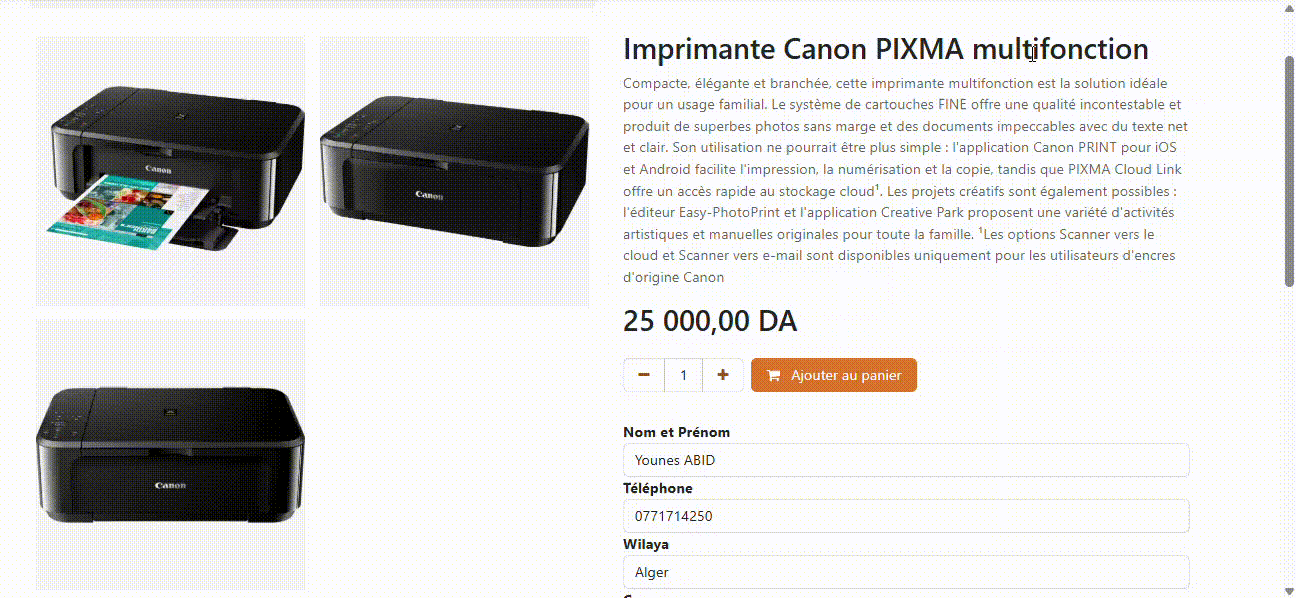 E-commerce Algérie Landing page